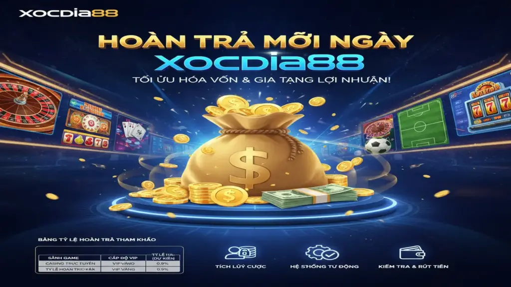 Cách nhận hoàn trả mỗi ngày nhanh nhất Xocdia88